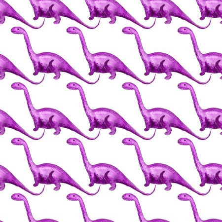 Seamless pattern with dinosaurs on white background. Prehistoric animals concept. Good design for textile, wrapping paper, backdrop or wallpaper.の写真素材