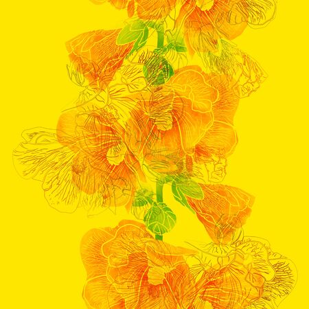 Seamless pattern with hollyhock flowersの写真素材