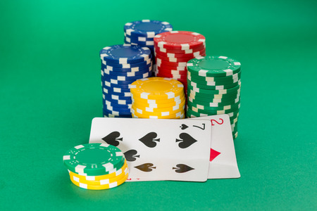 Poker cards and chipsの写真素材
