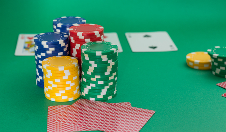 Poker cards and chipsの写真素材