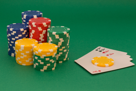 Poker cards and chipsの写真素材