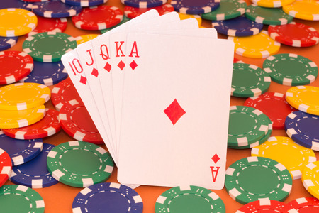 Poker cards and chipsの写真素材