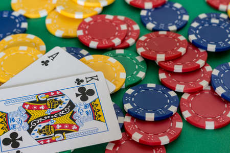 Poker game with Ace and Kingの写真素材
