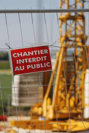 Signage indicating a construction site or constructionの写真素材