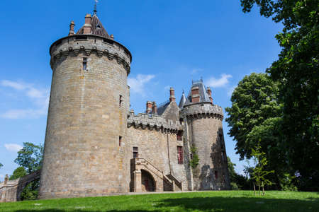 Fortified castle with towers and rampartsのeditorial素材