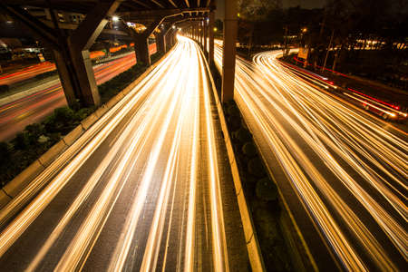 the light trails on the roadのeditorial素材