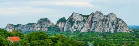 Panorama Mountains formed by quarrying Khao Ngu sights Ratchaburi, Thailand ,Panorama Mountains in nature.の写真素材