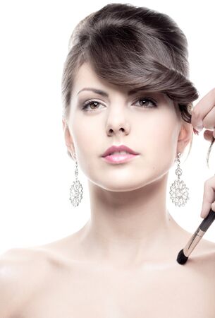 Making of makeup beauty portrait with brushの写真素材
