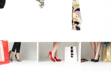 feet high heels showing from store wordrobeの写真素材