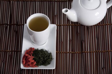 simple presentation for goji fresh antioxidant teaの写真素材
