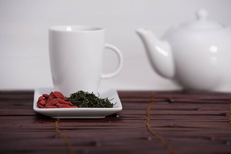 simple presentation for goji fresh antioxidant teaの写真素材