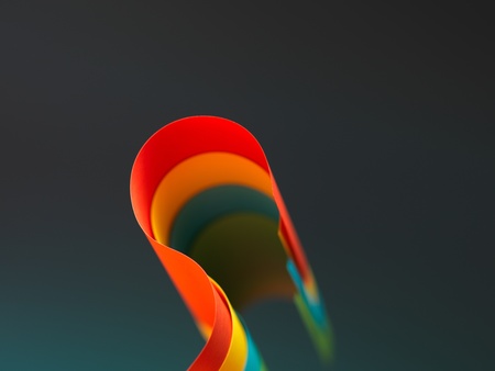 graphic abstract image of colorful origami pattern made of curved sheets of paper
