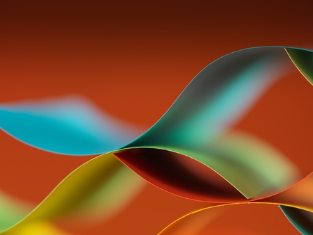 graphic macro image of colorful origami pattern made of curved sheets of paper