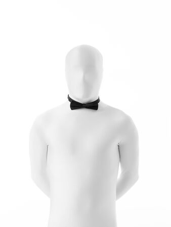 faceless man with bow tie and hands behind his backの写真素材