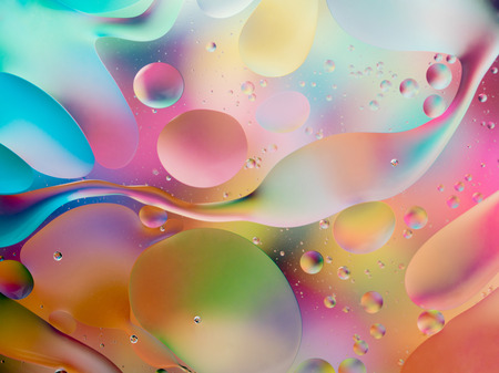 abstract colorful background, oil drops on waterの写真素材