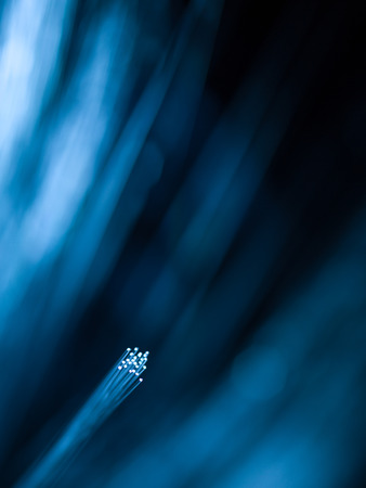 macro of fiber optic filaments on blue defocused backgroundの写真素材