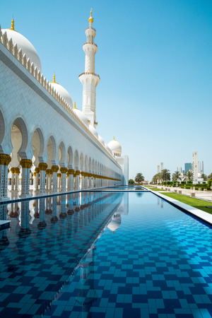 Abu Dhabi, United Arab Emirates - April 12, 2015: Part of the Sheikh Zayed Grand Mosque in Abu Dhabi, UAE.のeditorial素材