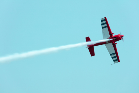 USA, Chicago - August 19: American biplane Waco UPF-7 performing  at Chicago Air and Water Show on August 19, 2017のeditorial素材