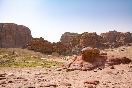 Panoramic view of the Rose City of Petra from the high tombsのeditorial素材