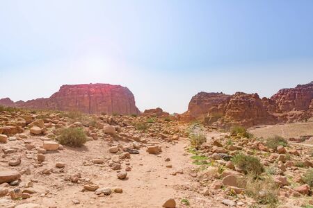 Panoramic view of the Rose City of Petra from the high tombsのeditorial素材