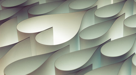 Image of paper sheets making up heart shapes on white backgroundの写真素材