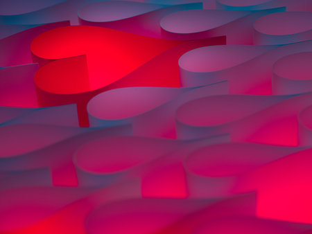 Warm heart  flow abstract concept made from shapes of paper backlitの写真素材
