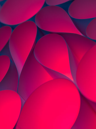 An abstract macro photo of curve shapes made up of white paper, flower designの写真素材