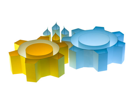 Abstract polygonal  design of cog gear with oil drops. Service concept.の写真素材