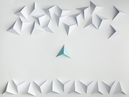 abstract paper tetrahedron background concept leadership order vs chaosの写真素材