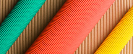 Rolled recycled cardboard paper abstract.の写真素材