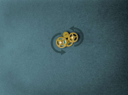 Gear mechanism rotating with copy space. Classy vintage.