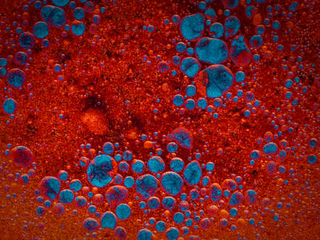 abstract blue bubbles red background