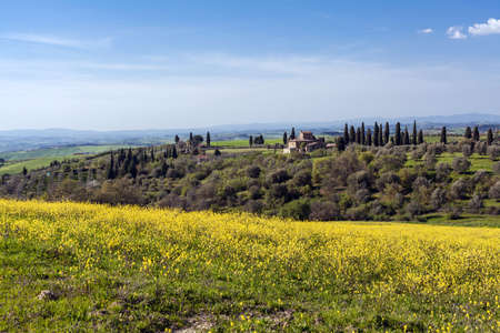 old colonial house in hills and tuscany country in italyの写真素材