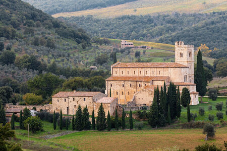 Sant Antimo Abbey near Montalcino in Tuscany, Italy の写真素材