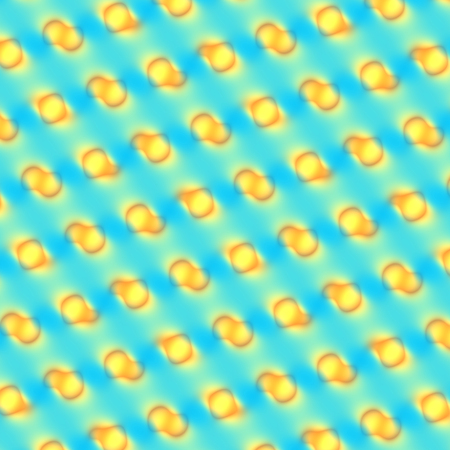 Abstract Funny Yellow Bubbles Pattern on Blue Backgoundの写真素材