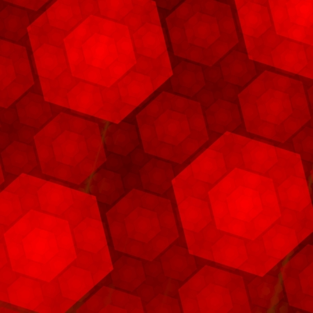 Elegant Abstract Red Hexagons Background - Fractal - Different Sizes
