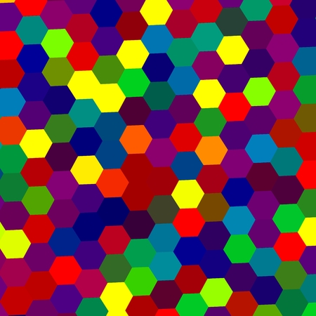 Colorful Abstract Background with Geometric Shapes - Hexagon Shaped Dots Pattern - Graphic Design - Tileable Texture - Red Green Blue Color Palette - Honeycomb Structure - Repeating Tiles - Repetitive Illustration - Hexagonal Cells Randomly Colored -の写真素材
