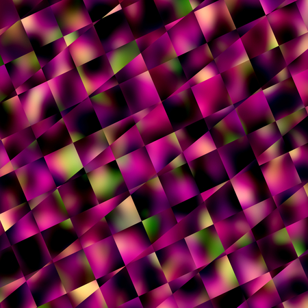 Abstract Purple Square Mosaic Background - Geometric Patterns and Backgrounds - Diagonal Lines Pattern - Blocks Tiles or Squares - Unique Creative Blur - Ornamental and Decorative Digitally Generated Image - Dark Stylized Digital Illustrationの写真素材