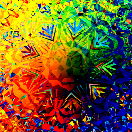 Colorful Digital Abstract Grunge Background - Digitally Generated Image - Creative Art Concept - Random Colored Shapes - Modern Geometric Pattern - Phantasmagoric Composition - Decorative Artistic Fantasy - Funky Stylized Graphicの写真素材