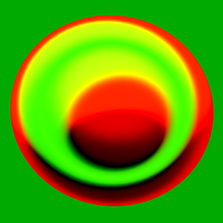 Unique Creative Digital Art - Nucleus Concept - Abstract Egg Yolk Illustration - Digitally Generated 3d Image - Red Round Shape Isolated on Green Background - Coloured Egg Content - Bold Flat Greenish Alien Bird Poop - Colored Flat Droplet Splashの写真素材