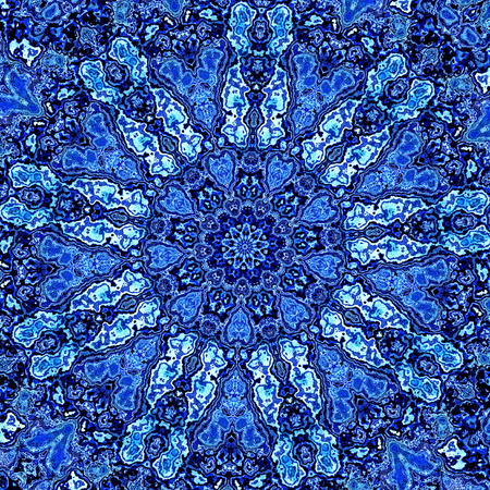 Beautiful Detailed Blue Mandala Fractal. 