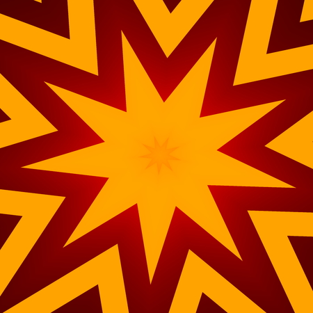 Flat design star illustration for poster. Abstract orange color background for header or banner. Concept of new. Modern stylish geometric shapes. Cartoon explosion backgrounds. Religious text book cover. For social media. Blank price tag label. Star.の写真素材