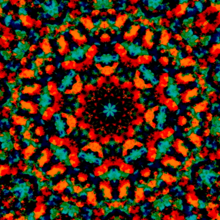 Colourful cloudy blots mandala. Full frame pic. Weird visual idea. Coarse or rough pic. Grunge...