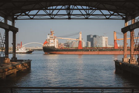 River view at the south end of the Xuhui Riverside in Shanghaiのeditorial素材