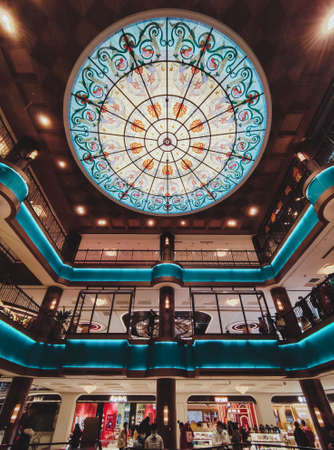 The beautiful inner courtyard of a shopping mall with a combination of Chinese and Western styles Â· Photographed from Tianyu Building, Yuyuan Department Store, Huangpu, Shanghaiの写真素材