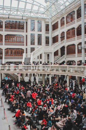The white buildings and plazas inside the building Â· Photographed from the Big World in Huangpu, Shanghaiの写真素材