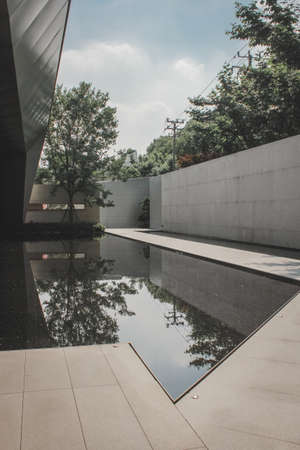 Small waterscape building Â· Photographed from Shanghai Minhang Libo Centerの写真素材