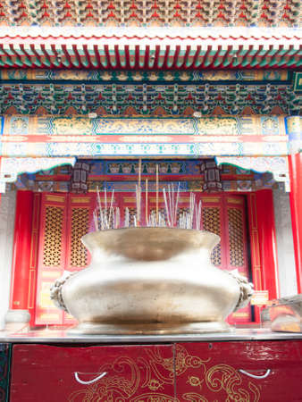 Incense burner in front of a Chinese temple, In Thailandのeditorial素材