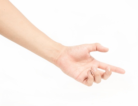 female man hand holding isolated on whiteの写真素材