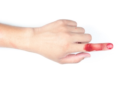 finger with blood isolated
